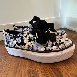 Floral on Black Keds Platform Sneaker
